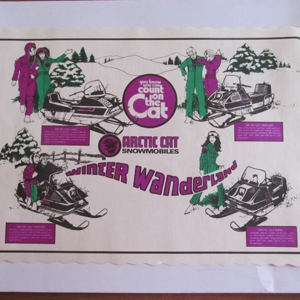 Rare Vintage Arctic Cat Placemats 1970s Arctic Cat Memorabelia Original 70s